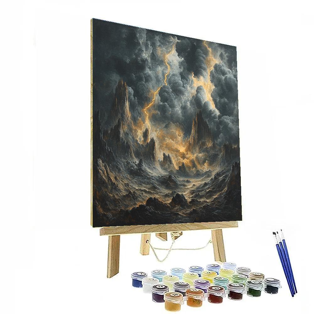 Francisco Goya Inspired Ashen Landscape Beneath Storm-Wrought Skies paint by number