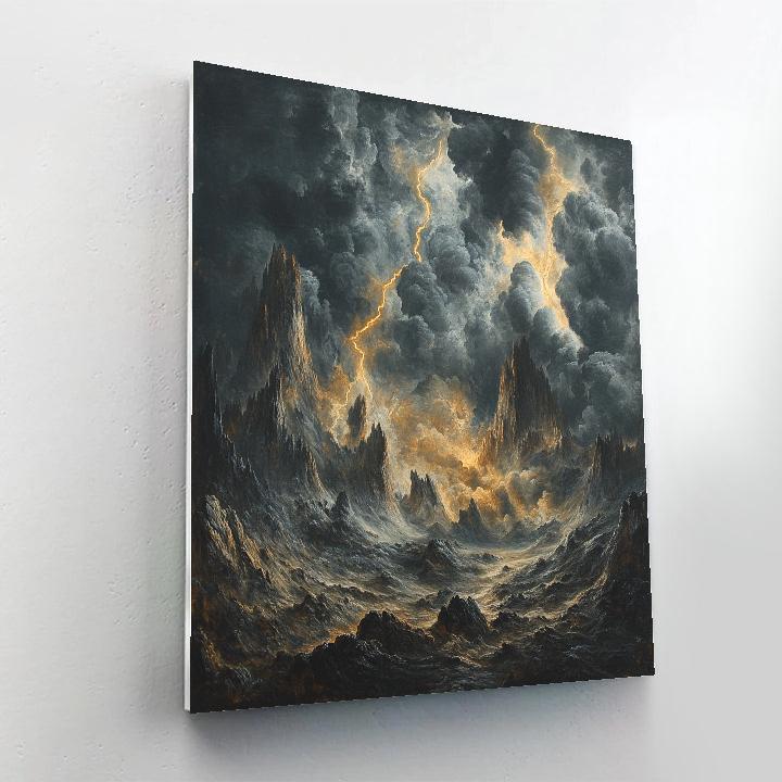 Francisco Goya Inspired Ashen Landscape Beneath Storm-Wrought Skies paint by number