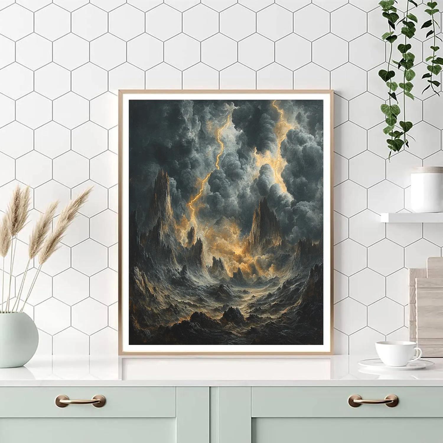Francisco Goya Inspired Ashen Landscape Beneath Storm-Wrought Skies paint by number