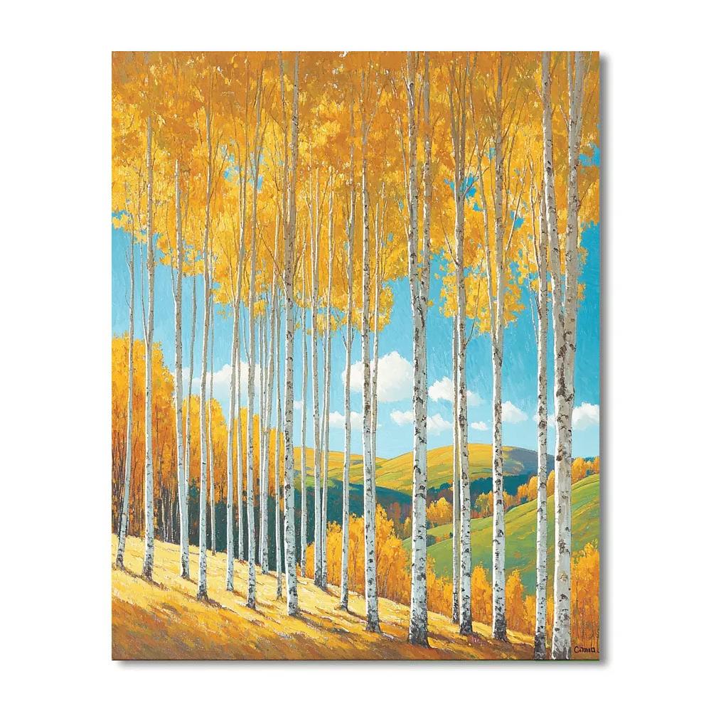 Franklin Carmichael Inspired Early Autumn Birch Groves paint by number