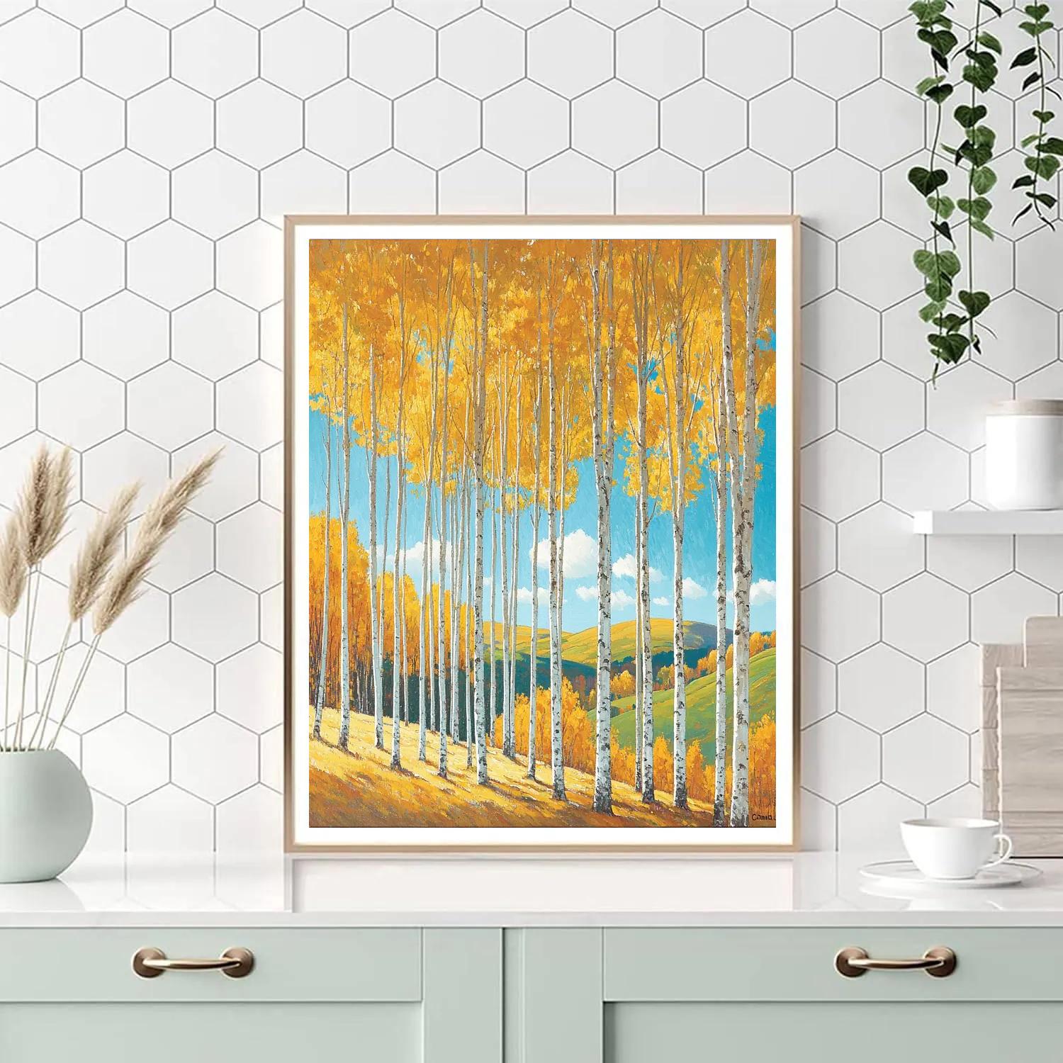 Franklin Carmichael Inspired Early Autumn Birch Groves paint by number