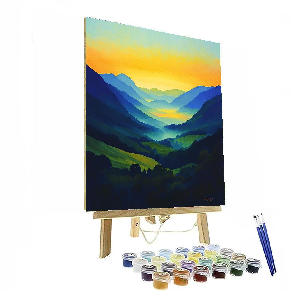 Frederick Varley Inspired Radiant Sunrise Over Misty Valley DIY paint by numbers