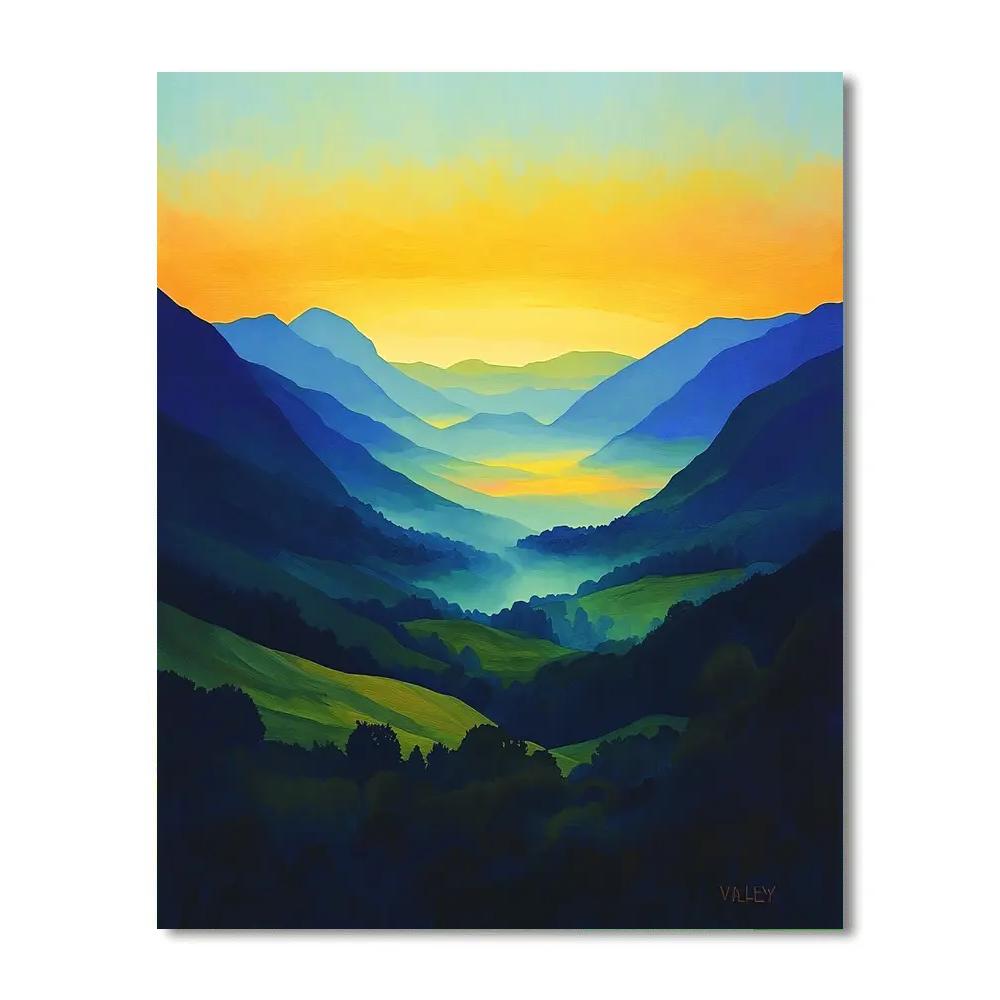 Frederick Varley Inspired Radiant Sunrise Over Misty Valley DIY paint by numbers