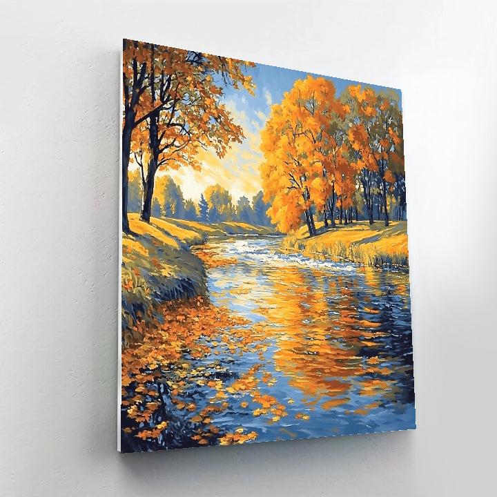 Claude Monet Inspired Autumn River Landscape paint by numbers