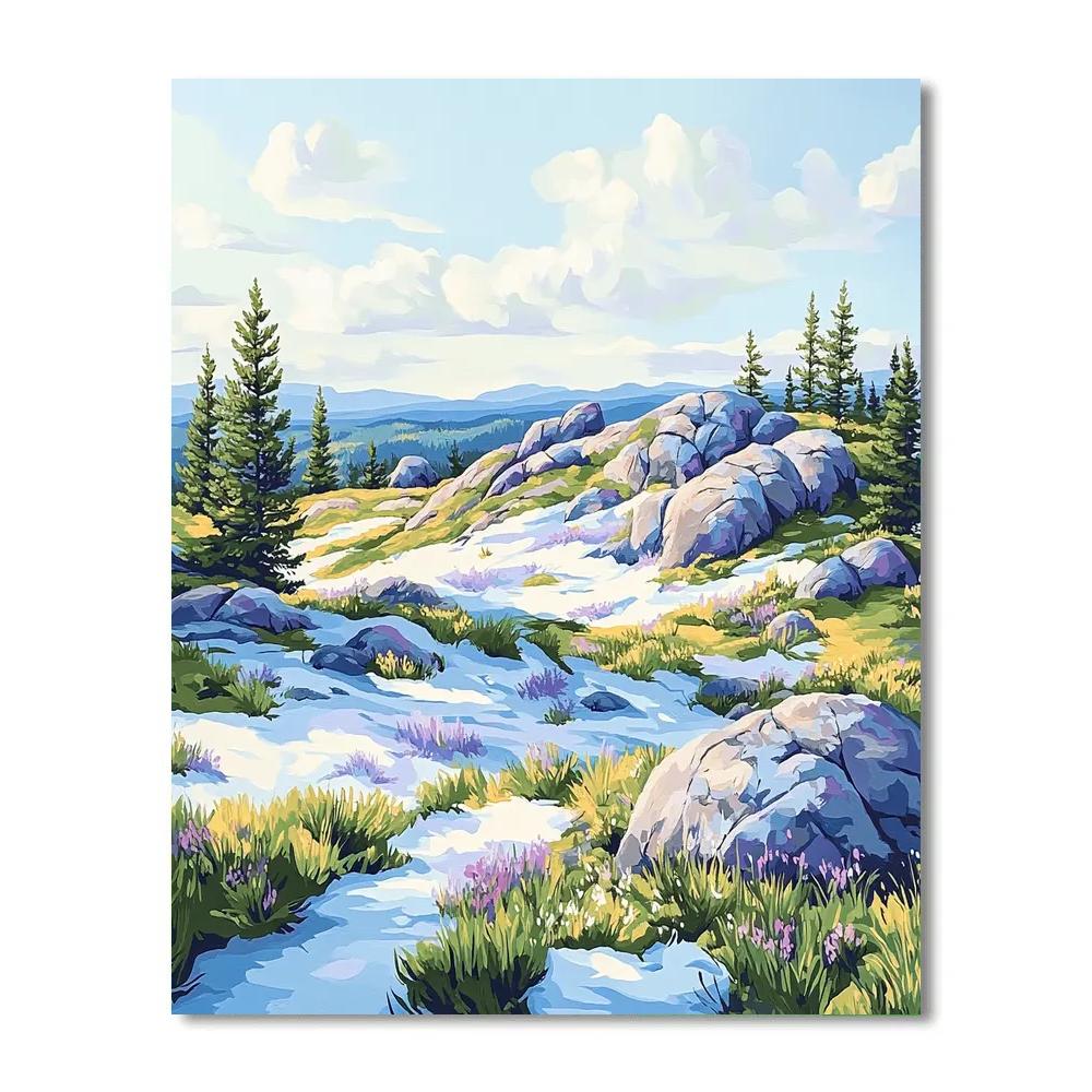 Franklin Carmichael Inspired Spring Melt On Rocky Ridges Paint by numbers art