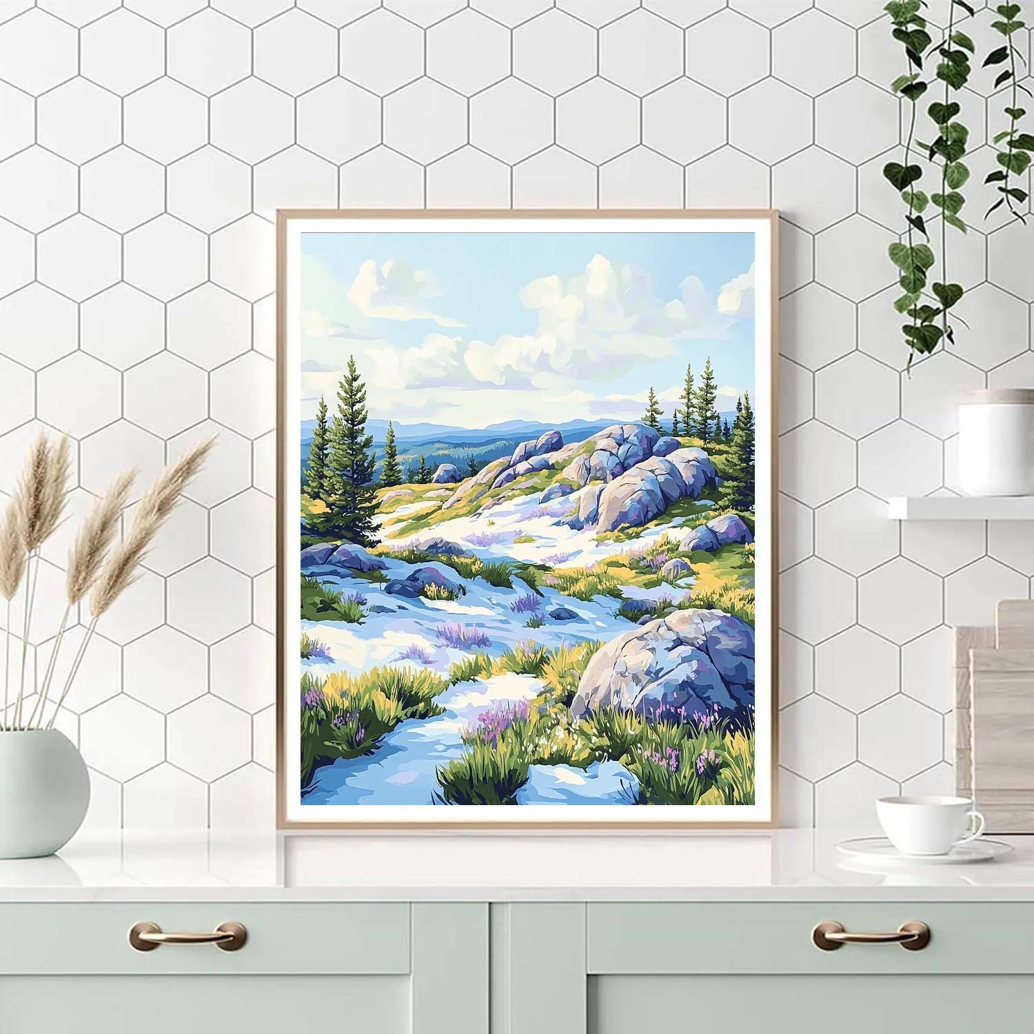 Franklin Carmichael Inspired Spring Melt On Rocky Ridges Paint by numbers art