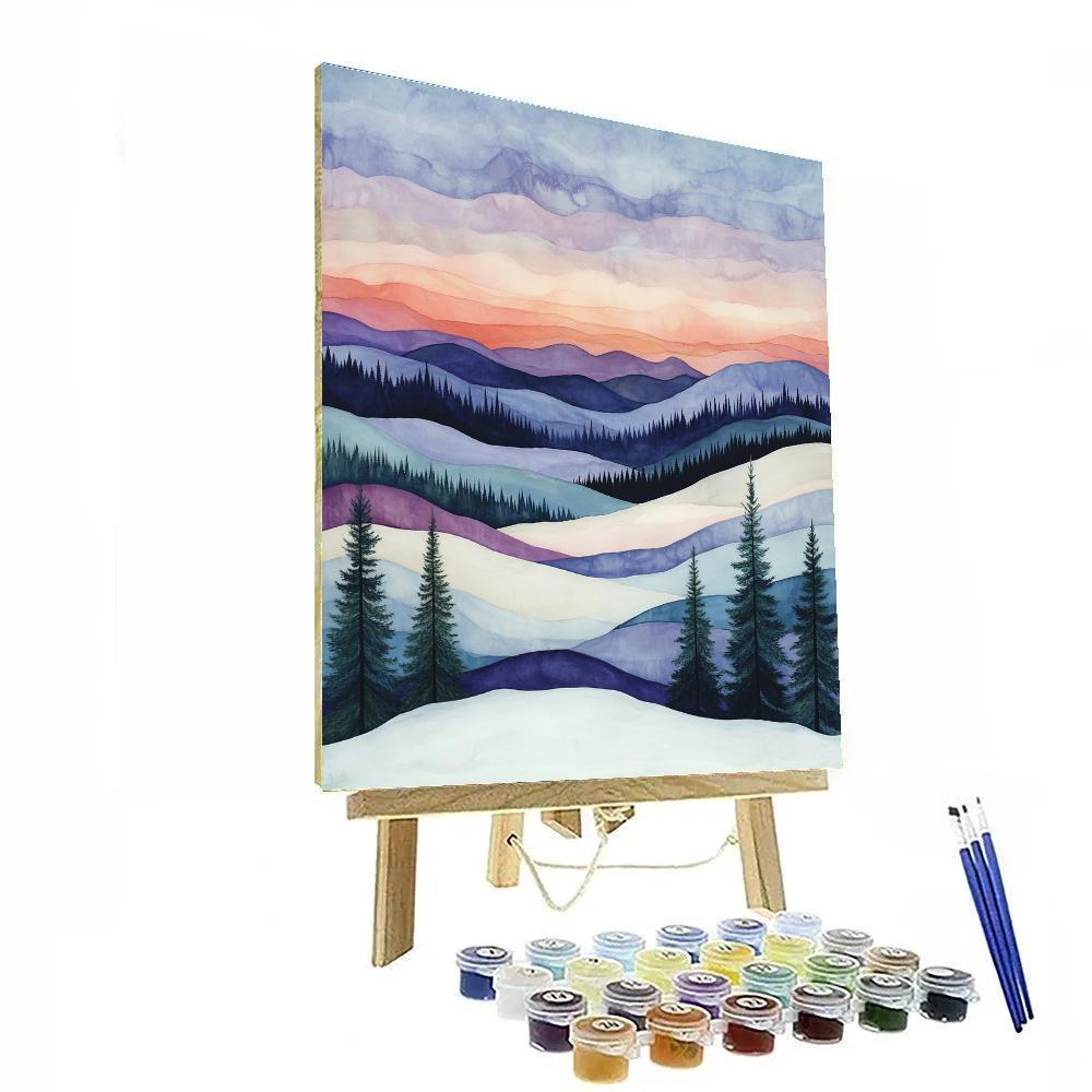 Franklin Carmichael Inspired Winter Dusk Over Snowy Escarpments paint by number