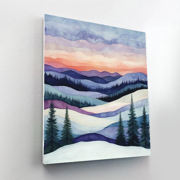 Franklin Carmichael Inspired Winter Dusk Over Snowy Escarpments paint by number