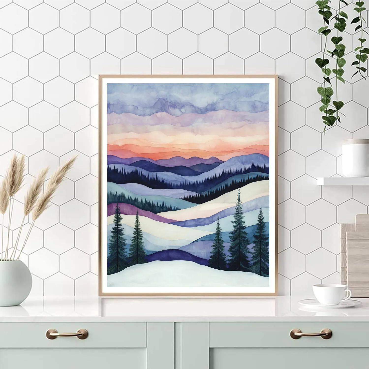 Franklin Carmichael Inspired Winter Dusk Over Snowy Escarpments paint by number