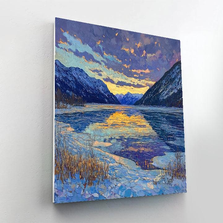 Frederick Varley Inspired Twilight Glow Over Frozen Northern Lake Paint by numbers kits