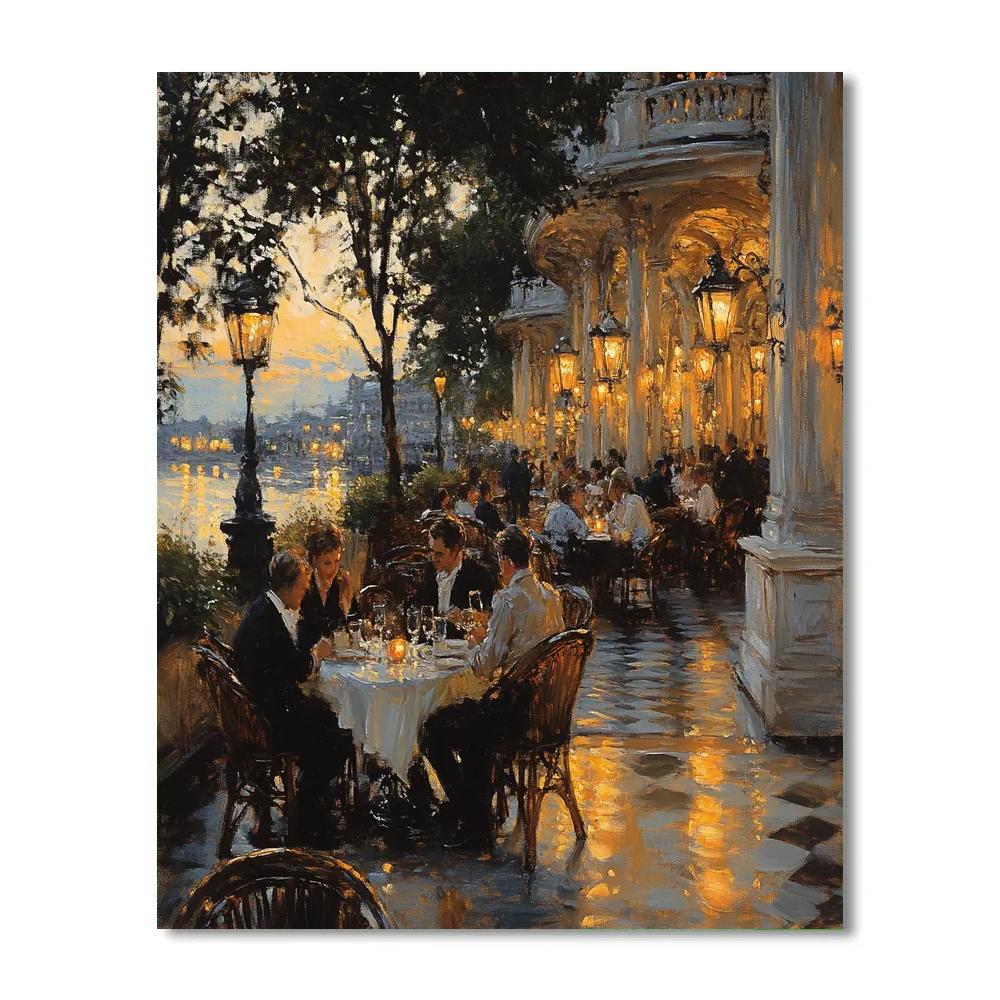 John Singer Sargent Inspired Evening Café Scene paint by number