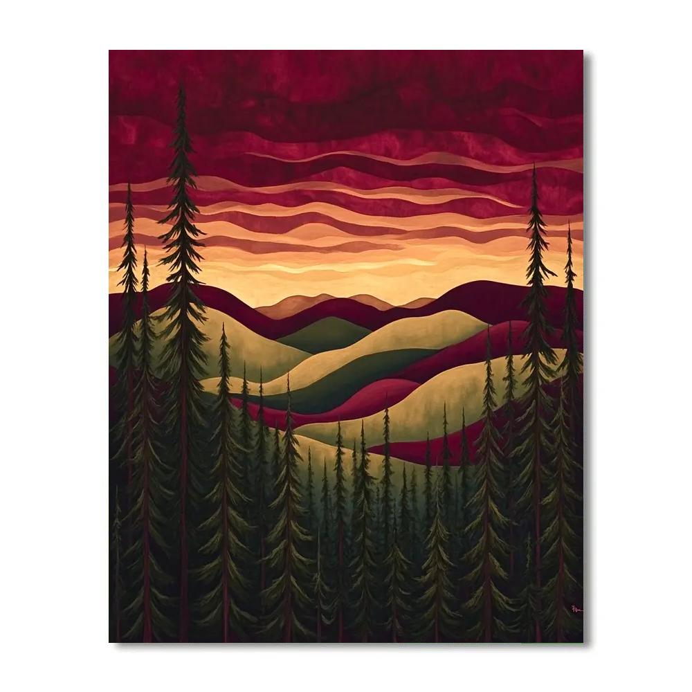 J. E. H. MacDonald Inspired Twilight Pines And Echo Hills painting number kit