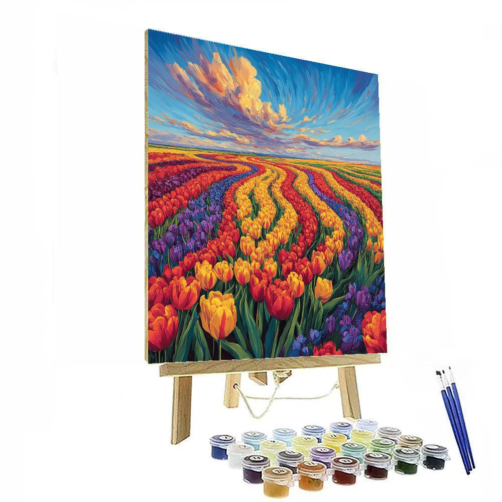 Van Gogh Inspired Vibrant Tulip Fields paint by color