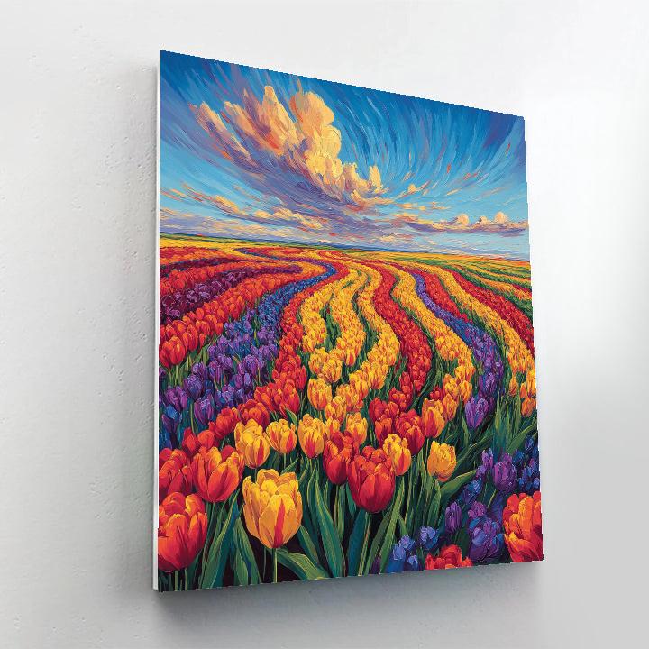 Van Gogh Inspired Vibrant Tulip Fields paint by color