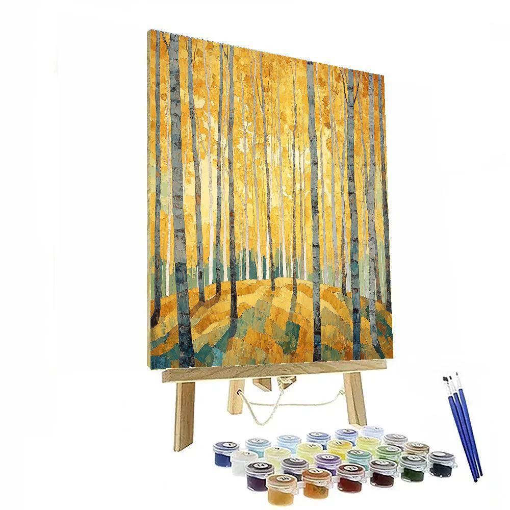 J E H MacDonald Inspired Golden Aspen Grove In Morning Light paint by numbers