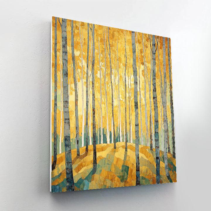 J E H MacDonald Inspired Golden Aspen Grove In Morning Light paint by numbers