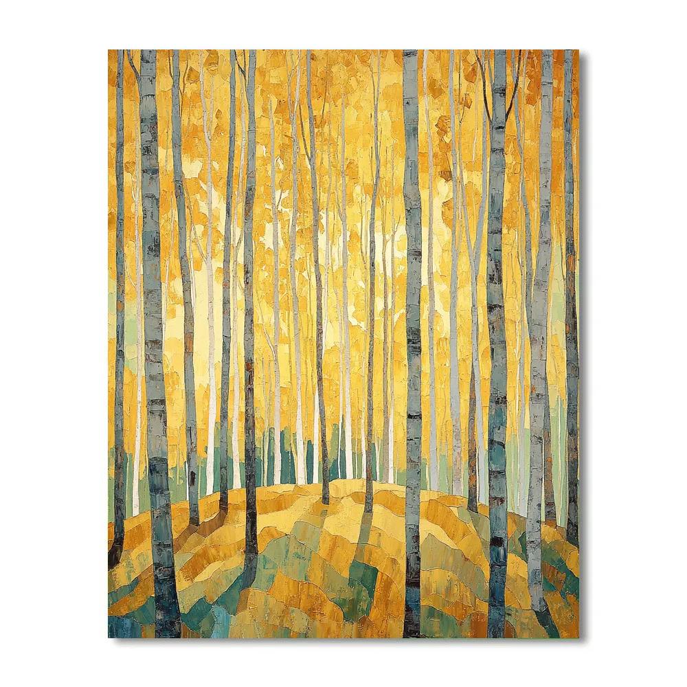 J E H MacDonald Inspired Golden Aspen Grove In Morning Light paint by numbers