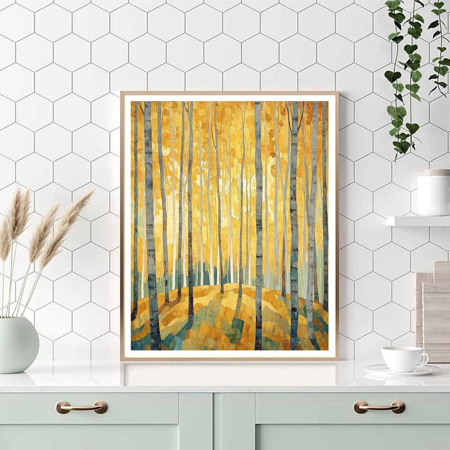 J E H MacDonald Inspired Golden Aspen Grove In Morning Light paint by numbers