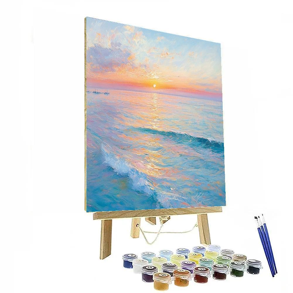 Monet Inspired Serene Ocean Sunrise Painting by numbers kit