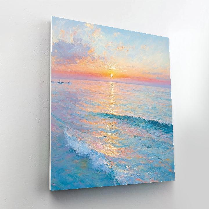 Monet Inspired Serene Ocean Sunrise Painting by numbers kit