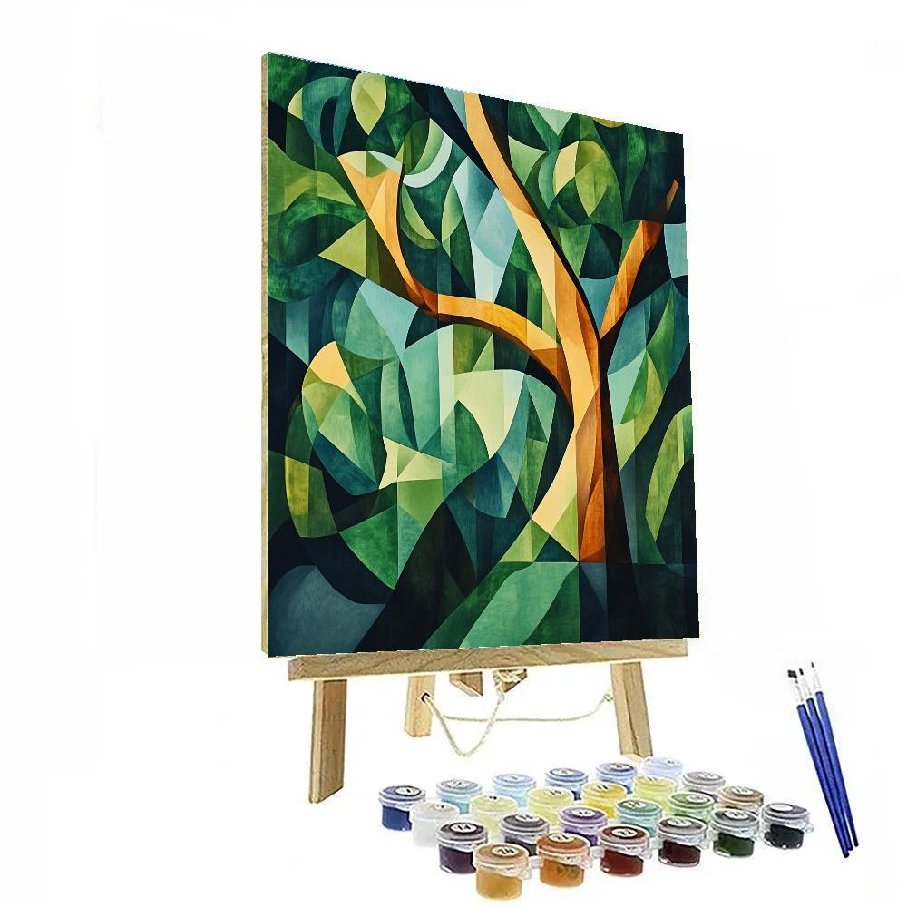 Picasso Inspired Abstract Forest paint by color