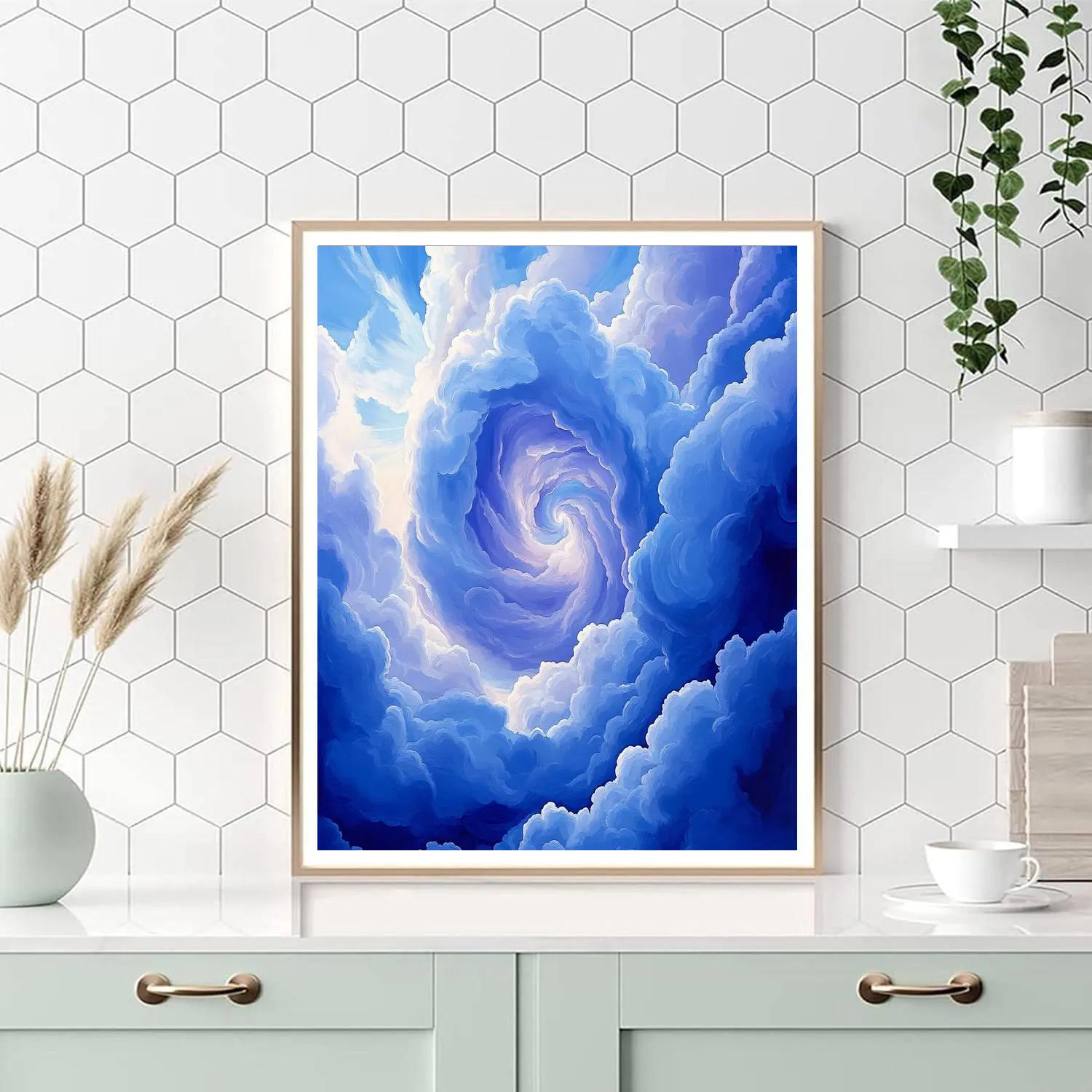 Georgia O’Keeffe Inspired Cerulean Spiral Cloud Abstraction paint by numbers