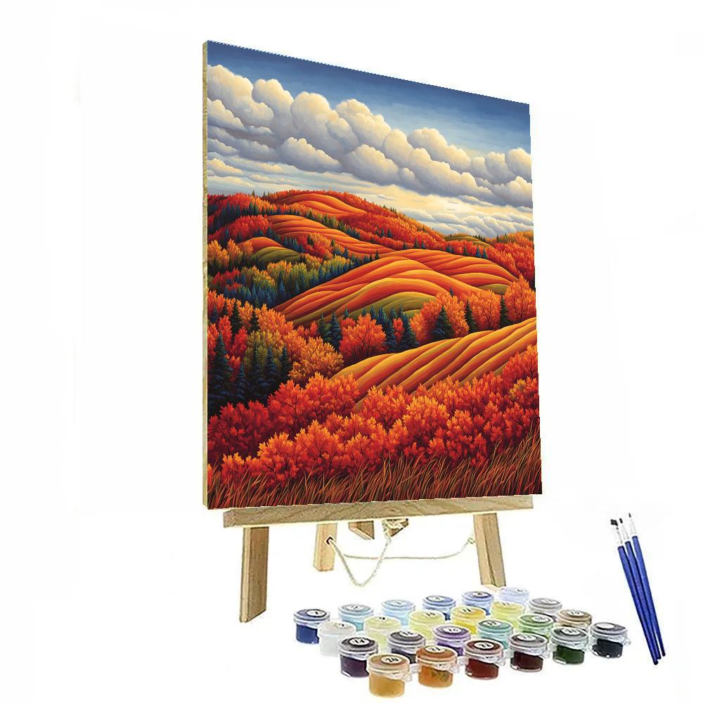 J E H MacDonald Inspired Autumn Hills With Rhythmic Patterned Foliage Painting by numbers kit
