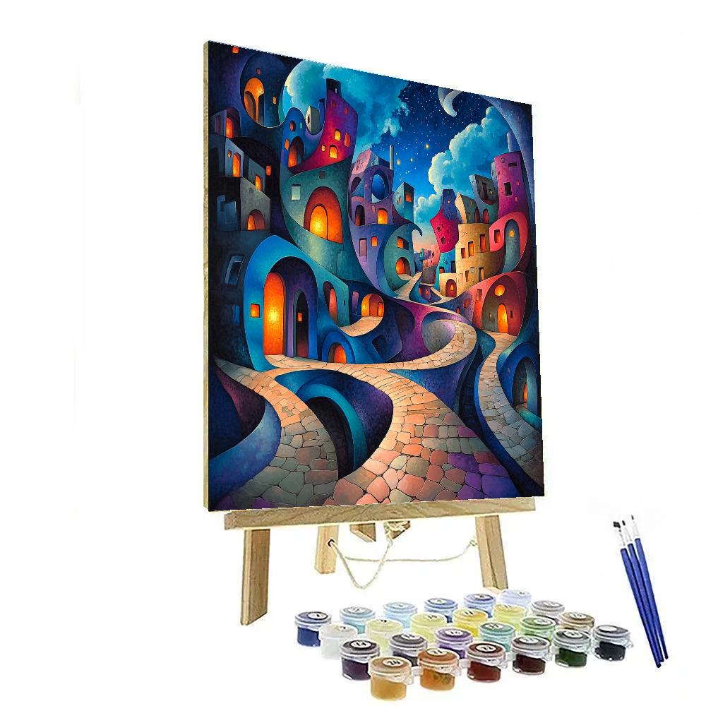 Salvador Dali Inspired Dreamlike Cityscape paint by number