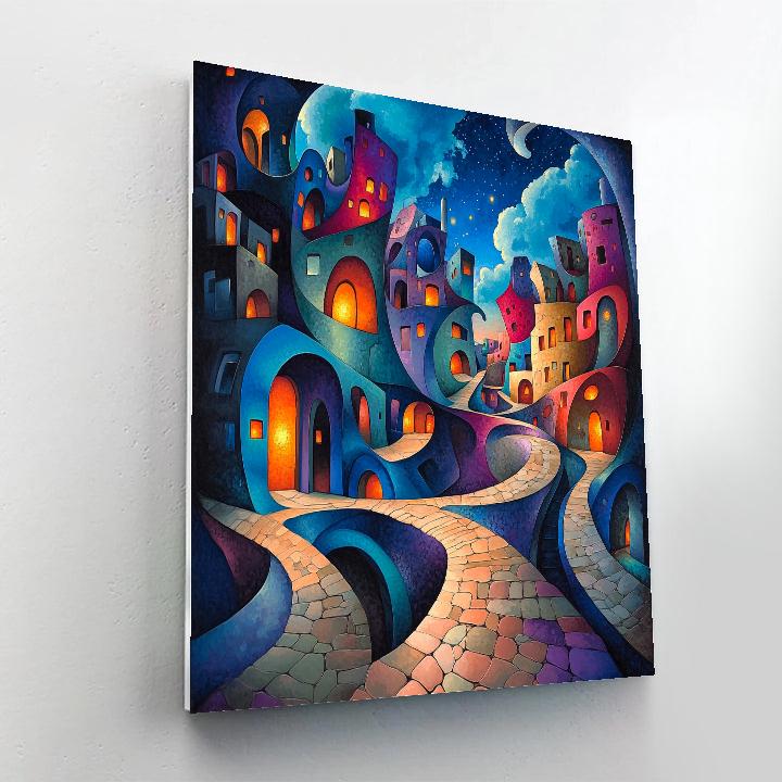 Salvador Dali Inspired Dreamlike Cityscape paint by number