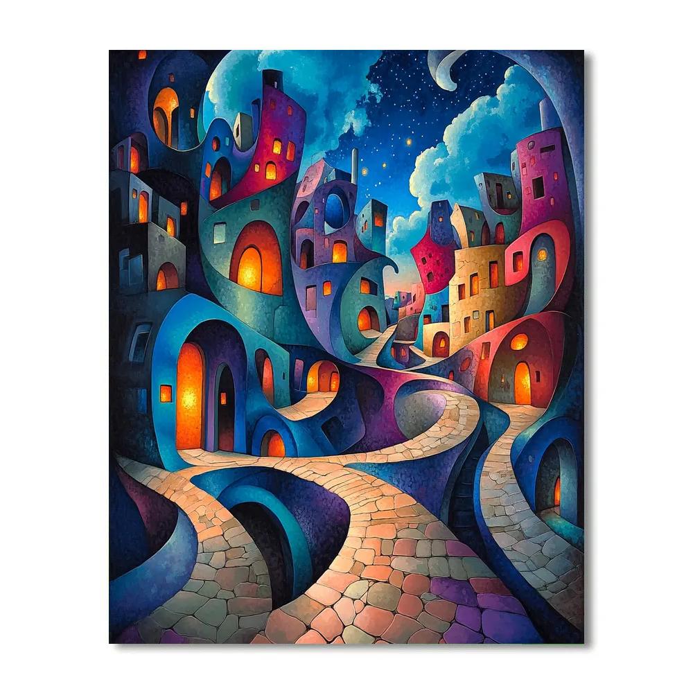 Salvador Dali Inspired Dreamlike Cityscape paint by number