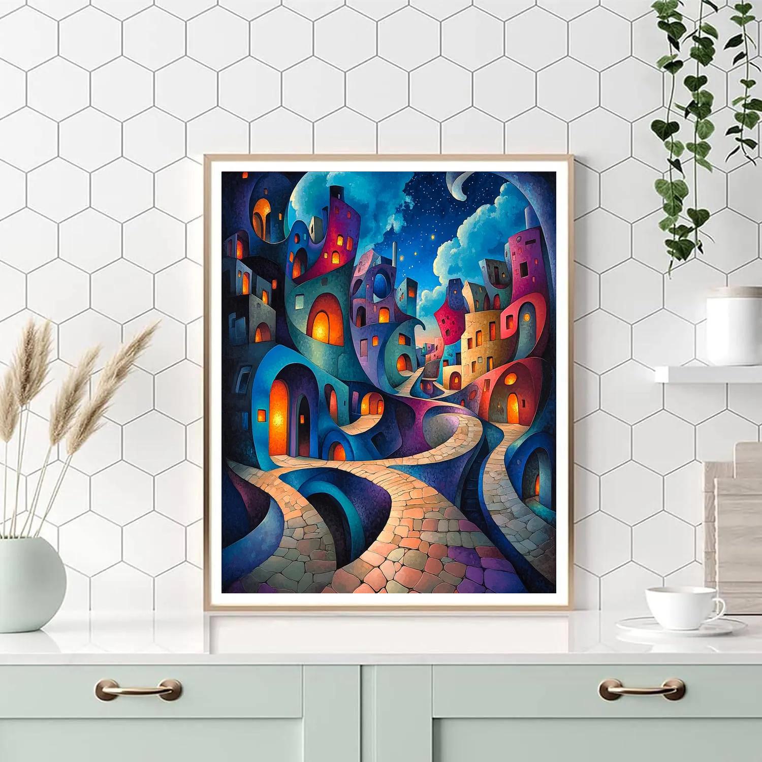 Salvador Dali Inspired Dreamlike Cityscape paint by number