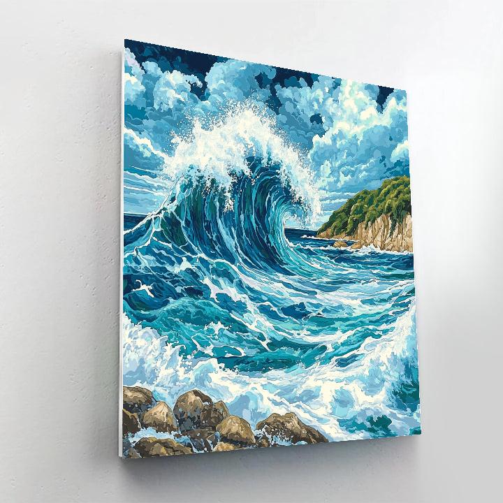 Hokusai Inspired Powerful Wave painting number kit
