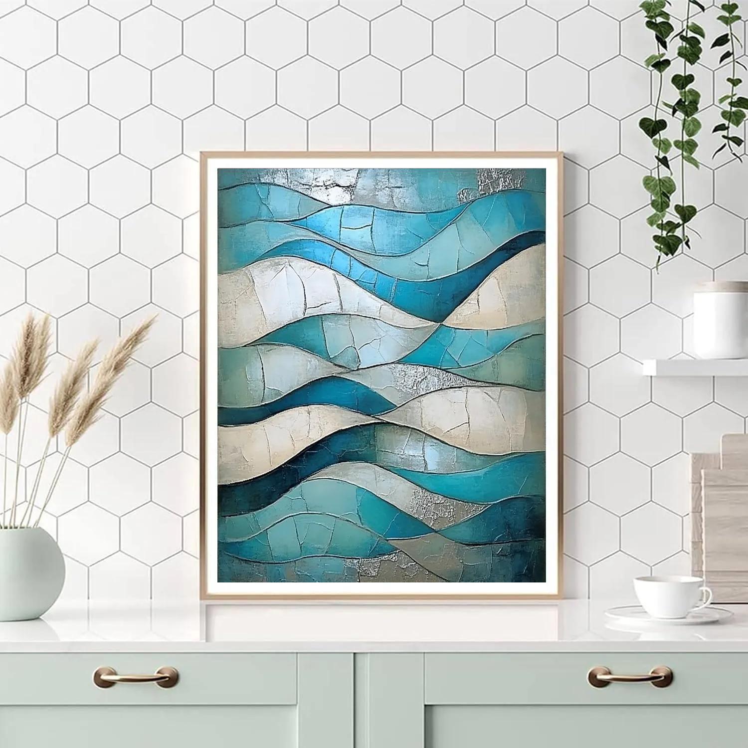 Jean-Paul Riopelle Inspired Icy River As Reflective Tessellations paint by number