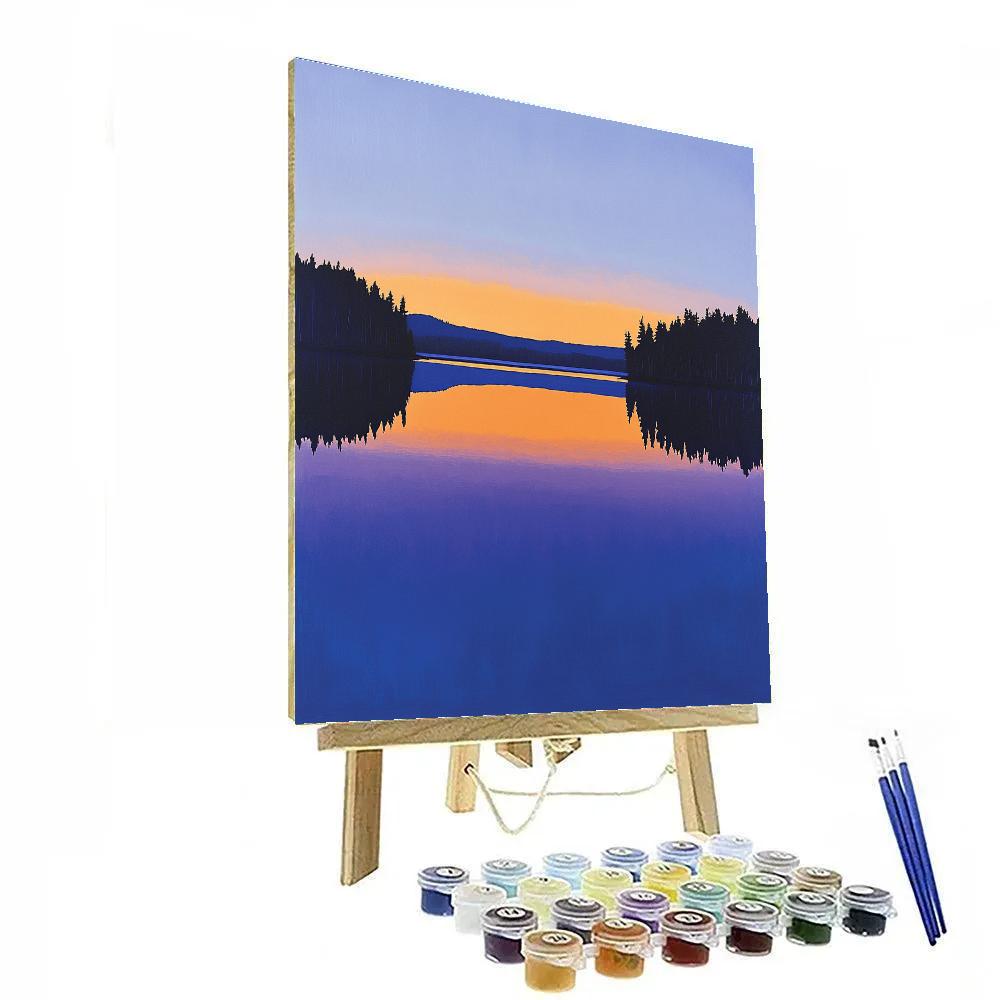 Lawren Harris Inspired Vast Northern Lake At Dusk paint by number