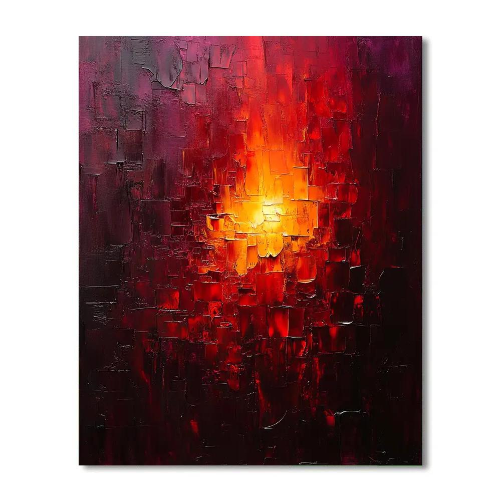 Jean-Paul Riopelle Inspired Volcanic Dusk In Impasto Blocks paint by numbers