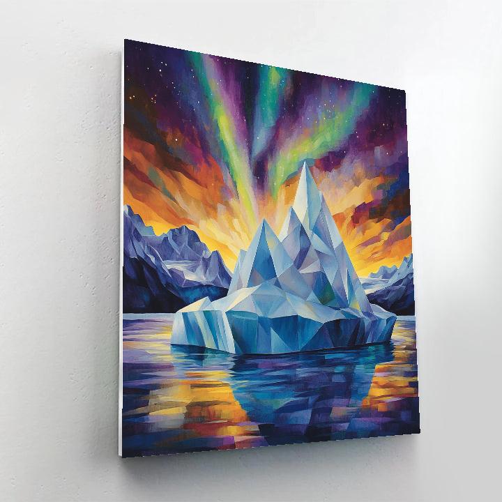 Lawren Harris Inspired Crystal Iceberg Against Aurora paint by number