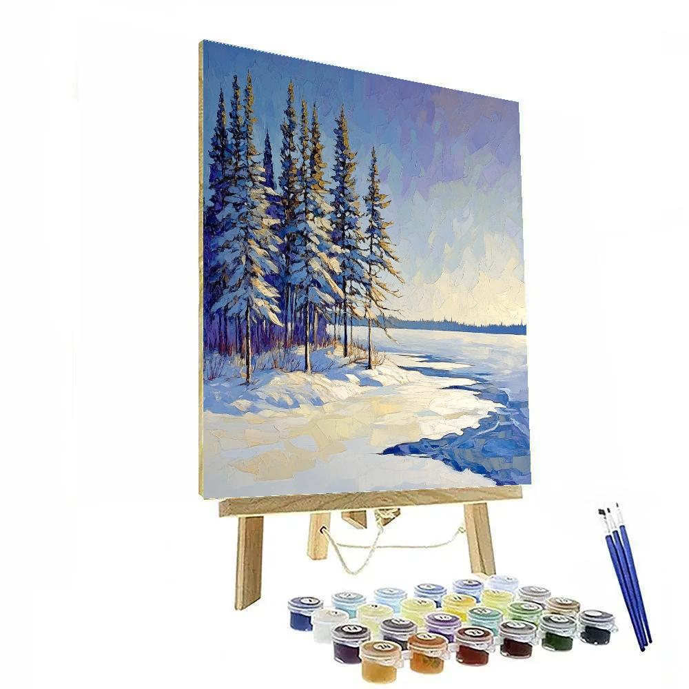 Lawren Harris Inspired Windswept Pines On Frozen Shore paint by number