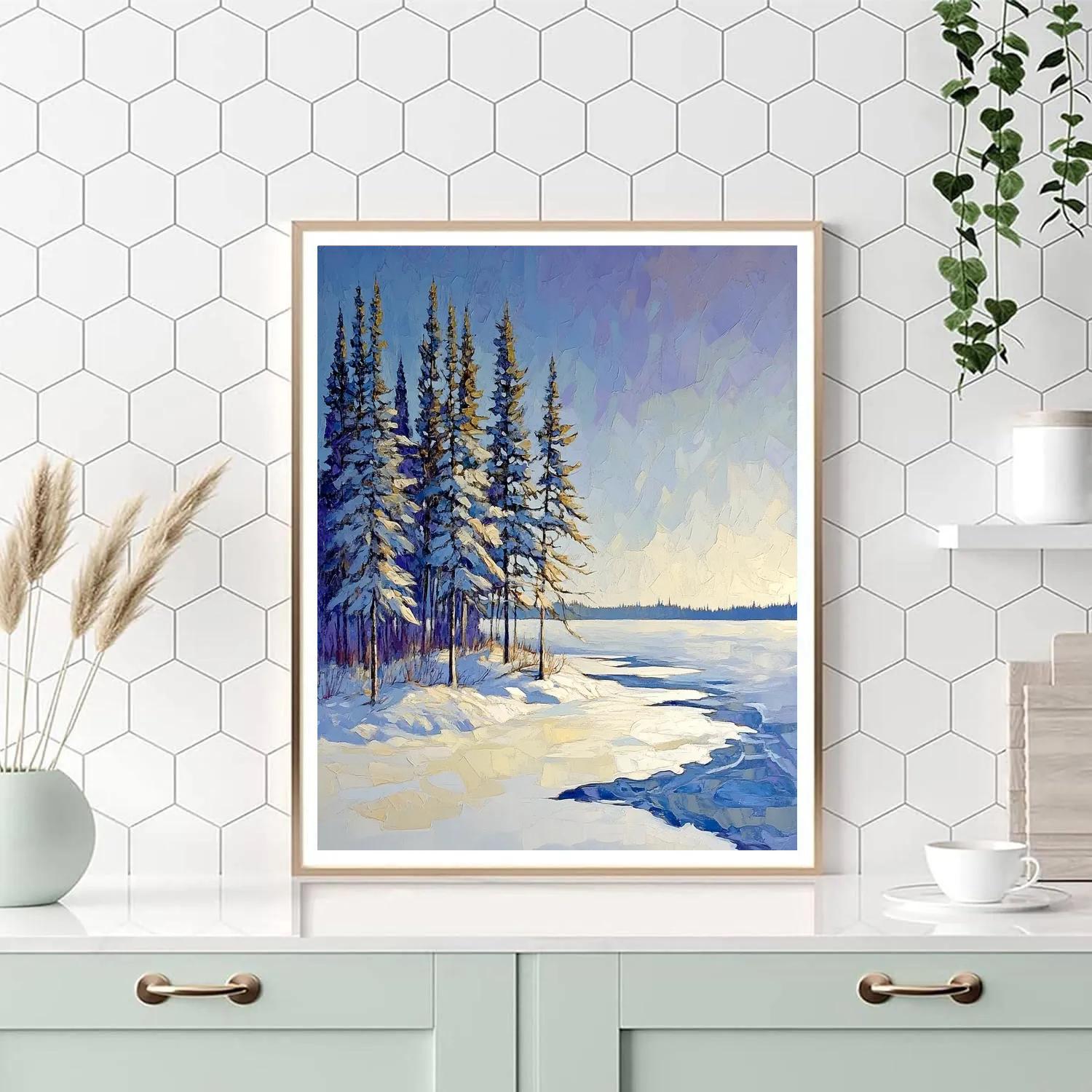 Lawren Harris Inspired Windswept Pines On Frozen Shore paint by number