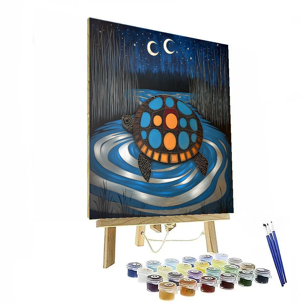 Norval Morrisseau Inspired Moonlit Turtle Of The Deep Stream DIY paint by numbers
