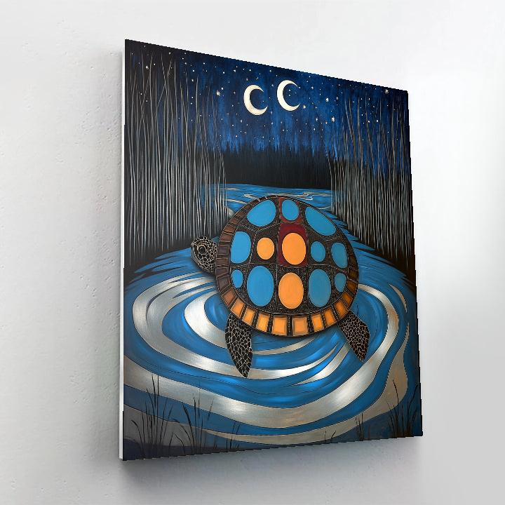 Norval Morrisseau Inspired Moonlit Turtle Of The Deep Stream DIY paint by numbers