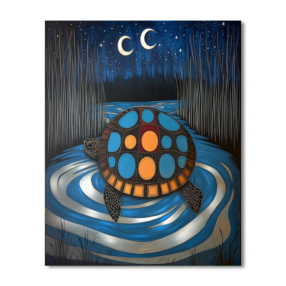 Norval Morrisseau Inspired Moonlit Turtle Of The Deep Stream DIY paint by numbers
