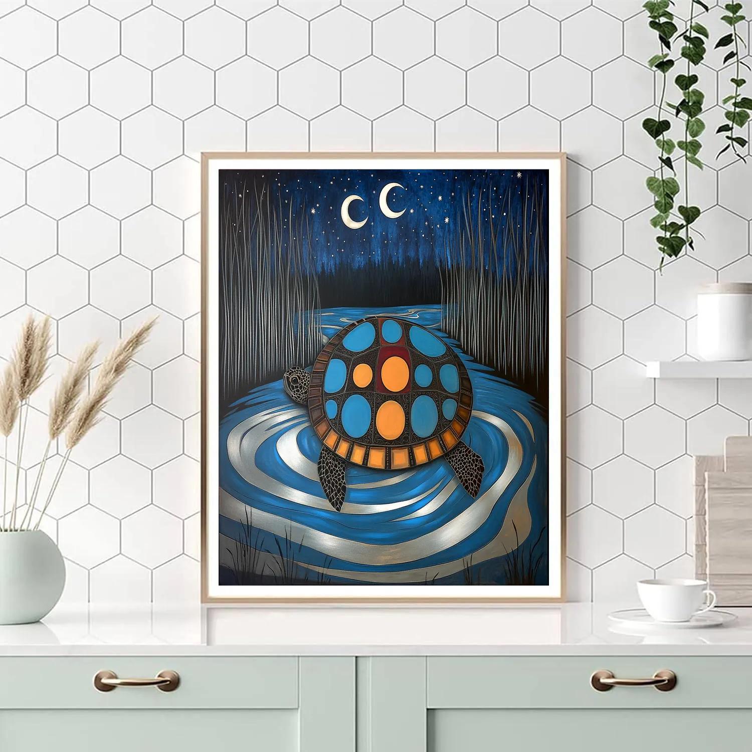 Norval Morrisseau Inspired Moonlit Turtle Of The Deep Stream DIY paint by numbers