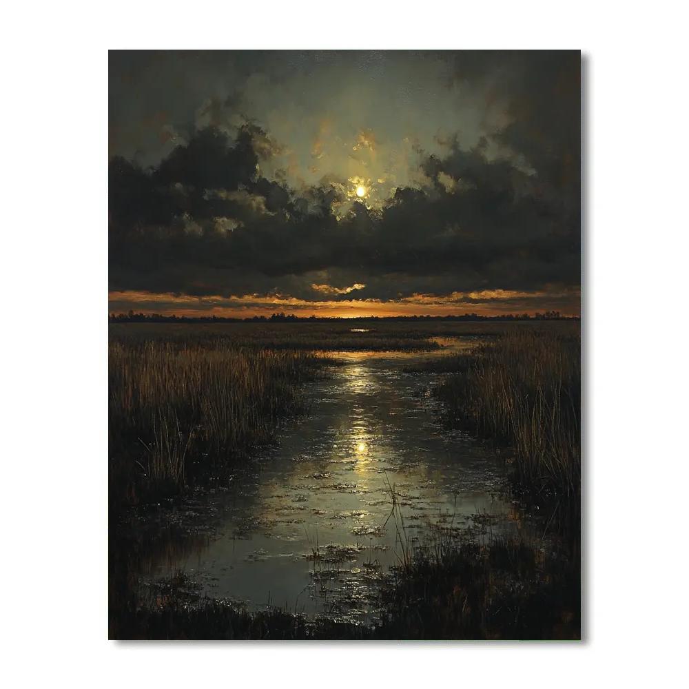 Rembrandt Inspired Nocturne Over Peat Fen paint by numbers