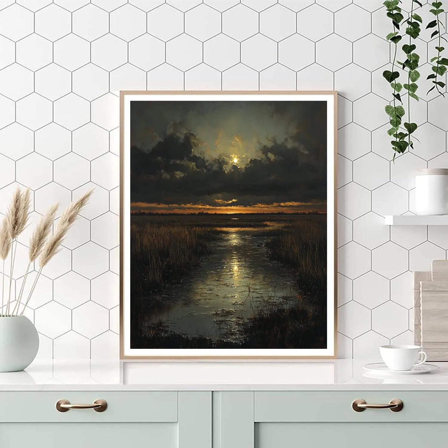 Rembrandt Inspired Nocturne Over Peat Fen paint by numbers