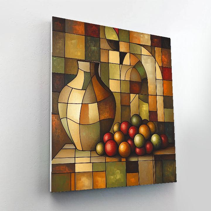 Pablo Picasso Inspired Fragmented Still Life With Vase And Fruit Paint by numbers art