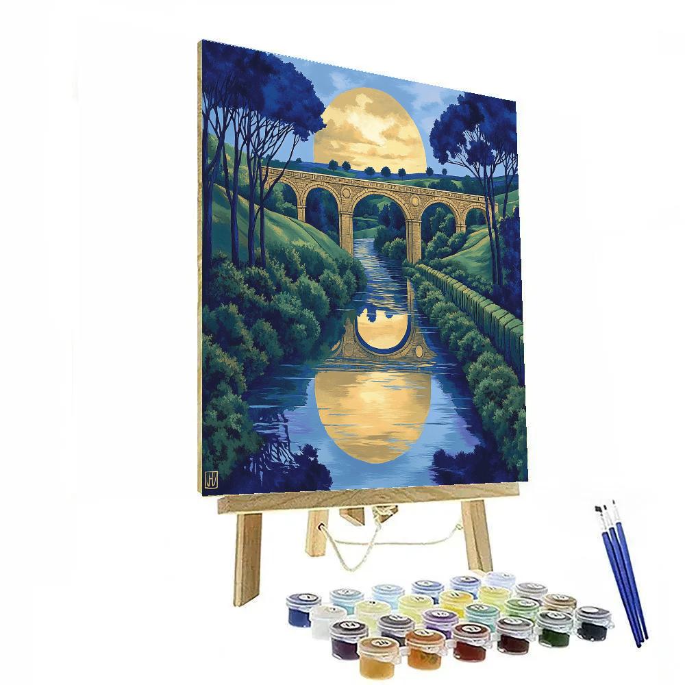 Raphael Inspired Classical Archway Over Silver River Paint by numbers kits