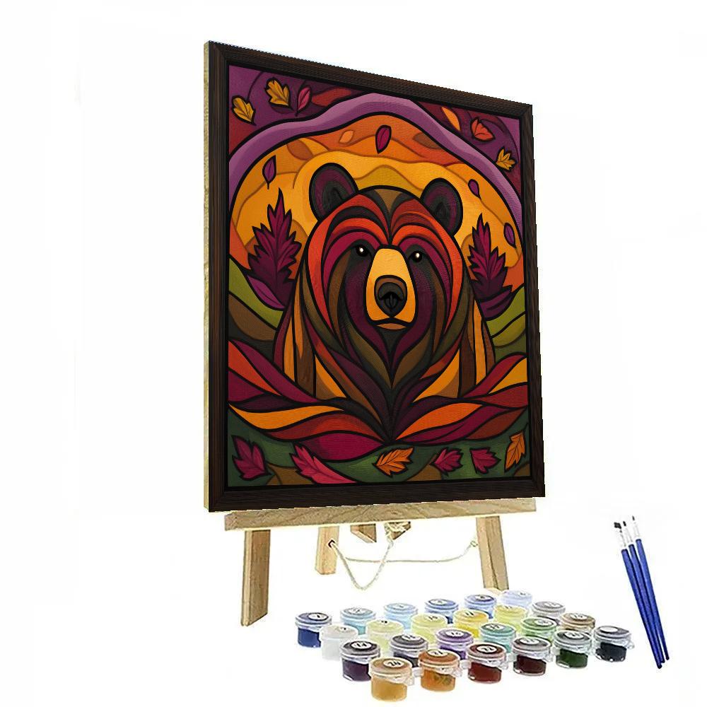Norval Morrisseau Inspired Guardian Bear Of Autumn Winds Painting by numbers kit