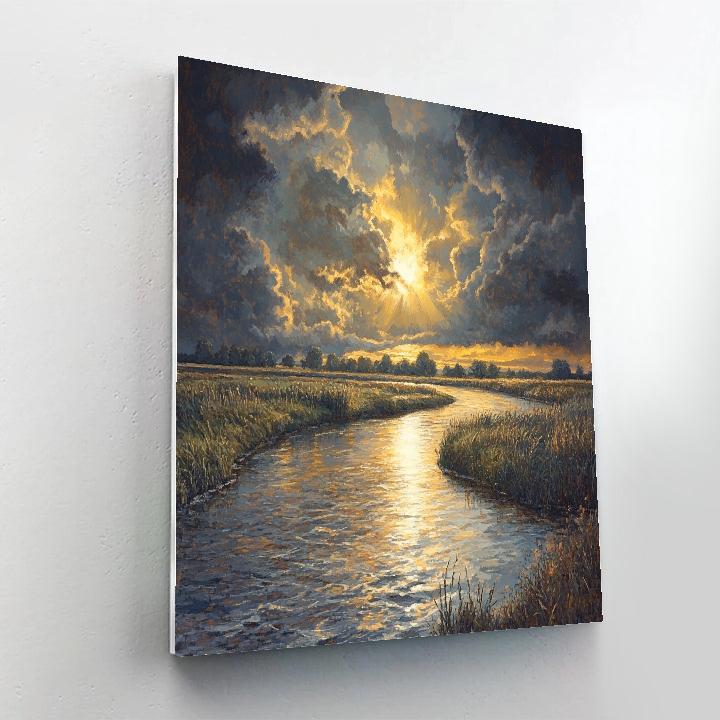 Rembrandt Inspired River Bend With Golden Shaft paint by color
