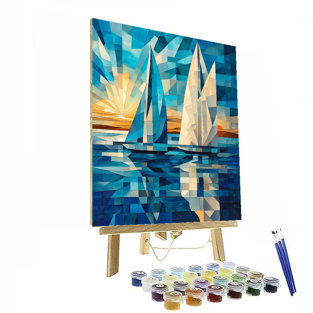 Pablo Picasso Inspired Cubist Harbor Of Shapes paint by number