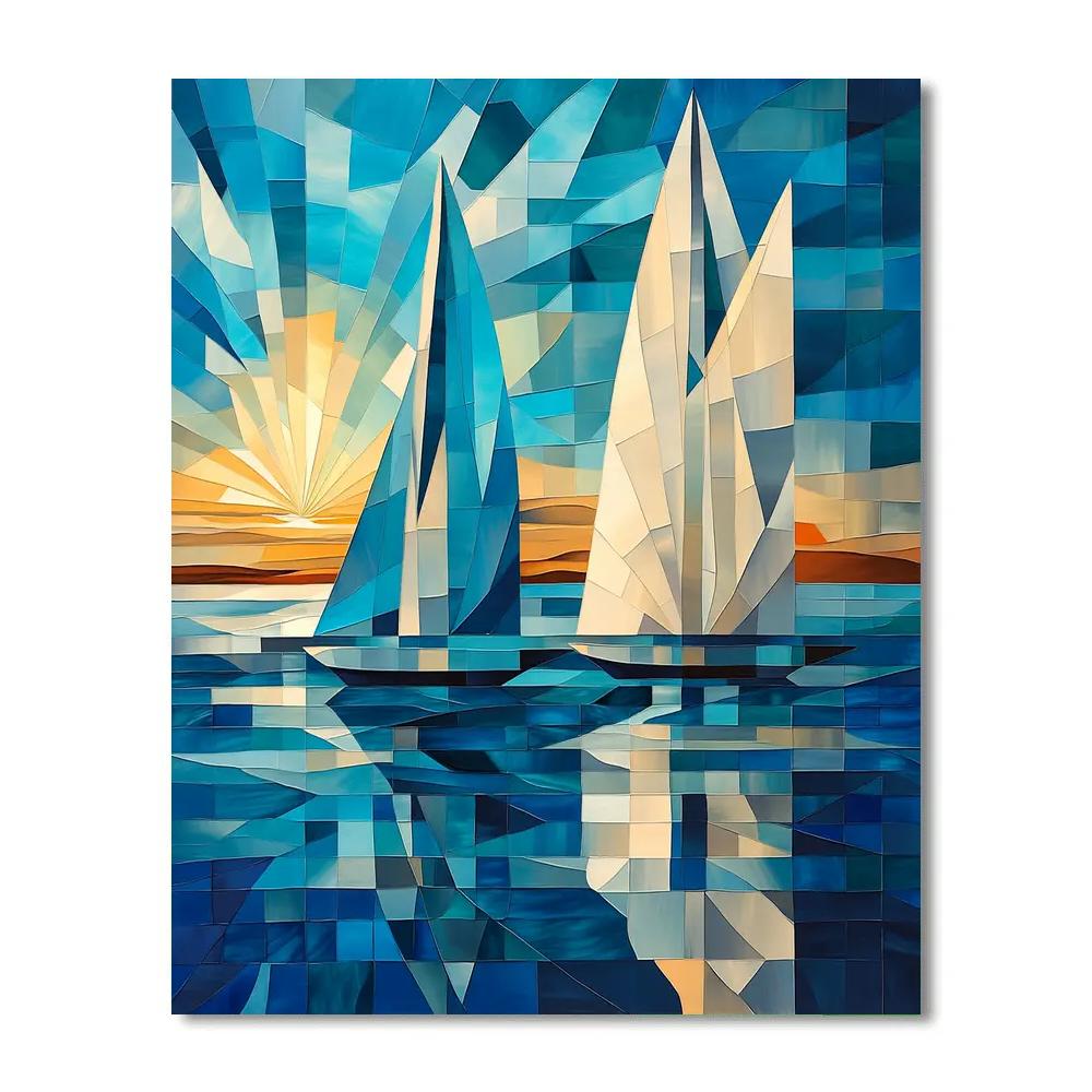 Pablo Picasso Inspired Cubist Harbor Of Shapes paint by number